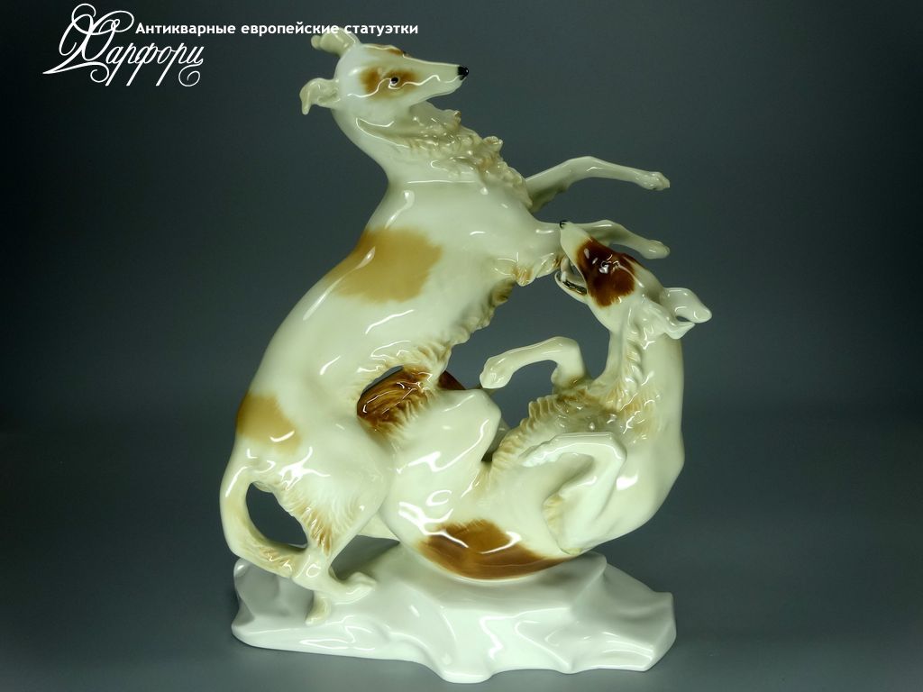 Купить фарфоровые статуэтки Hutschenreuther, Играющие борзые, Германия